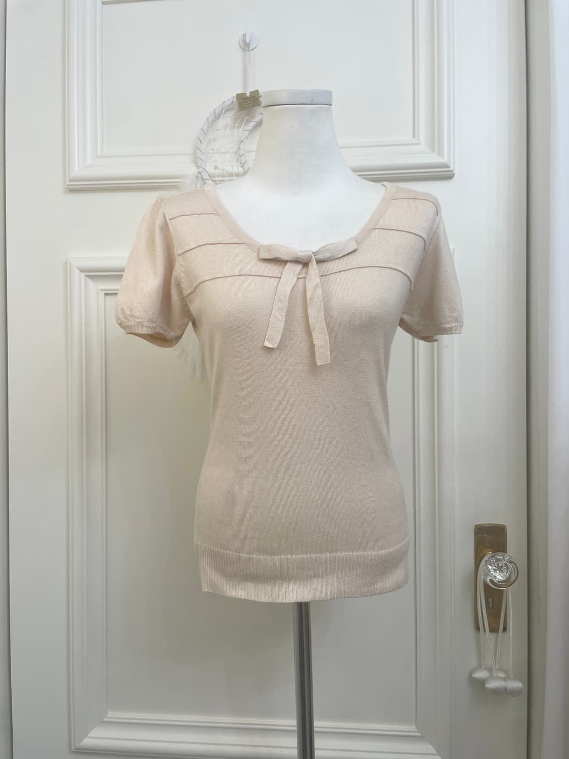 DEAR PRINCESS beige bow point puff knit 상품이미지1