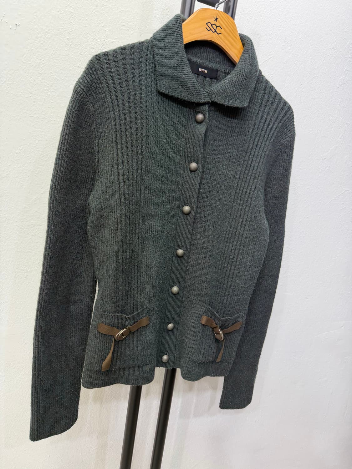 정품) SYSTEM 시스템 한섬 다크 그린 가디건 90F 상품이미지2