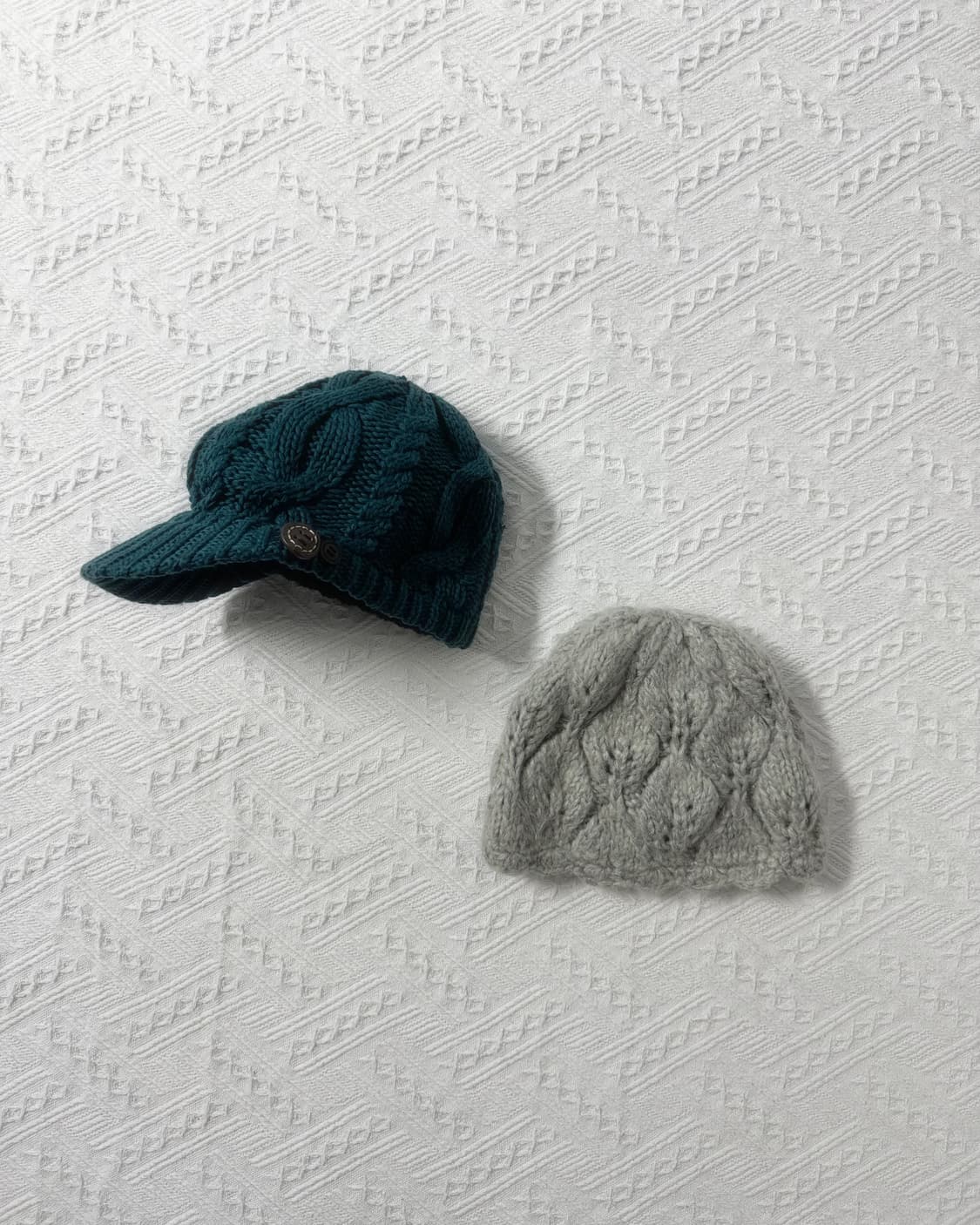 스카이블루/그레이 니트 비니 상품이미지2