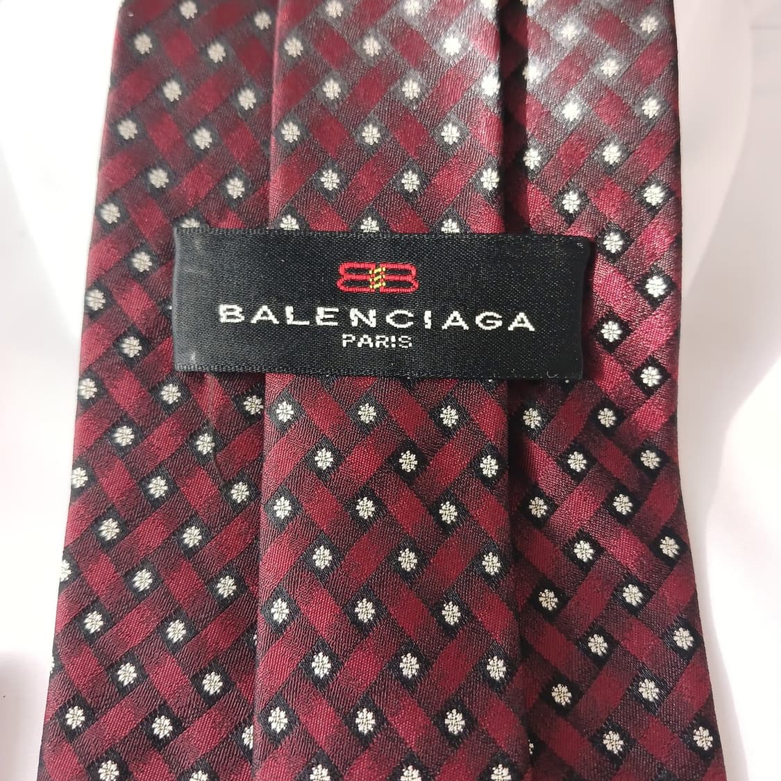 발렌시아가 실크 버건디 다이아 넥타이 9.5cm A~A+등급 A19000 상품이미지5