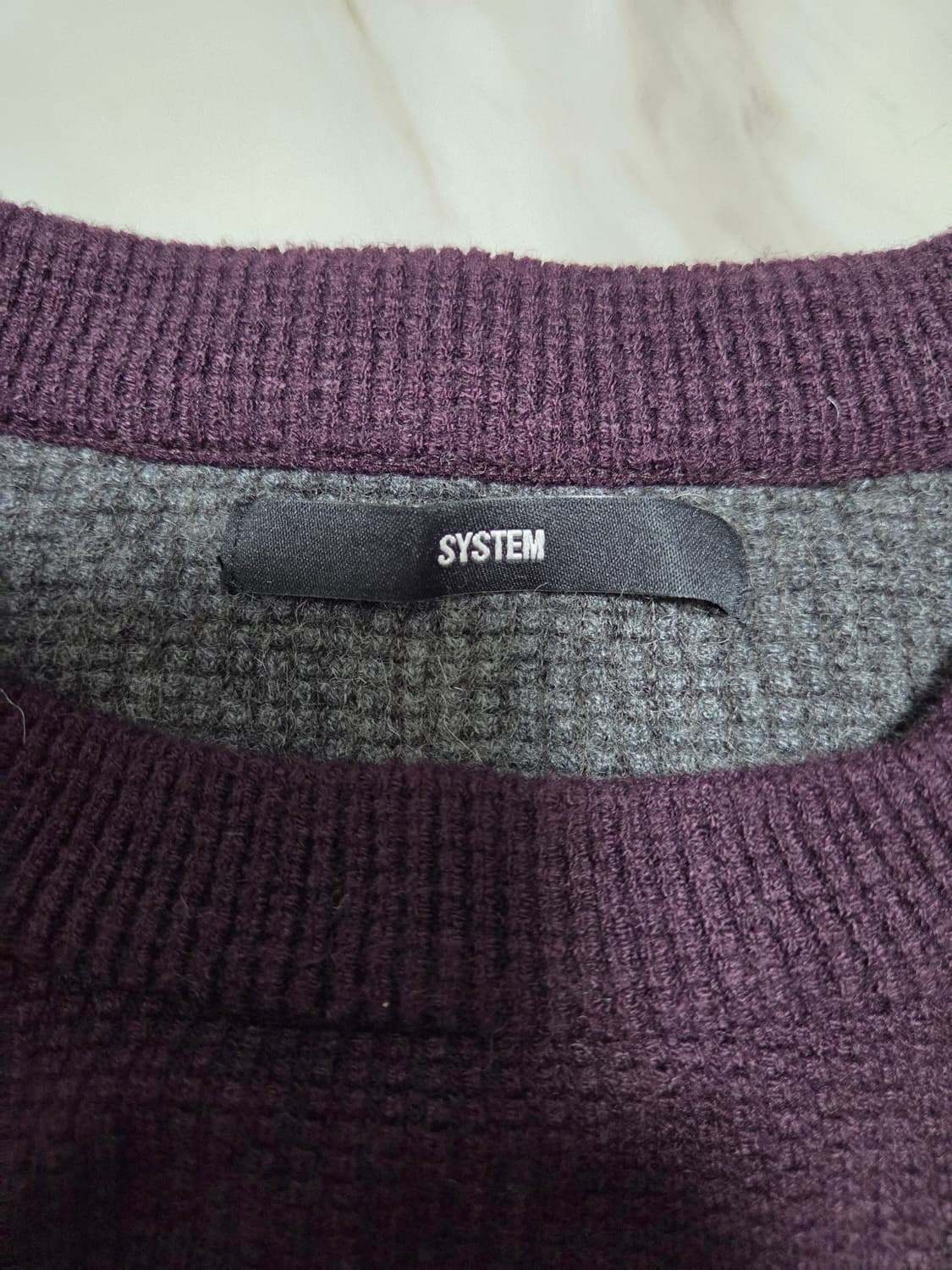 시스템옴므 버건디 배색 니트 상품이미지7