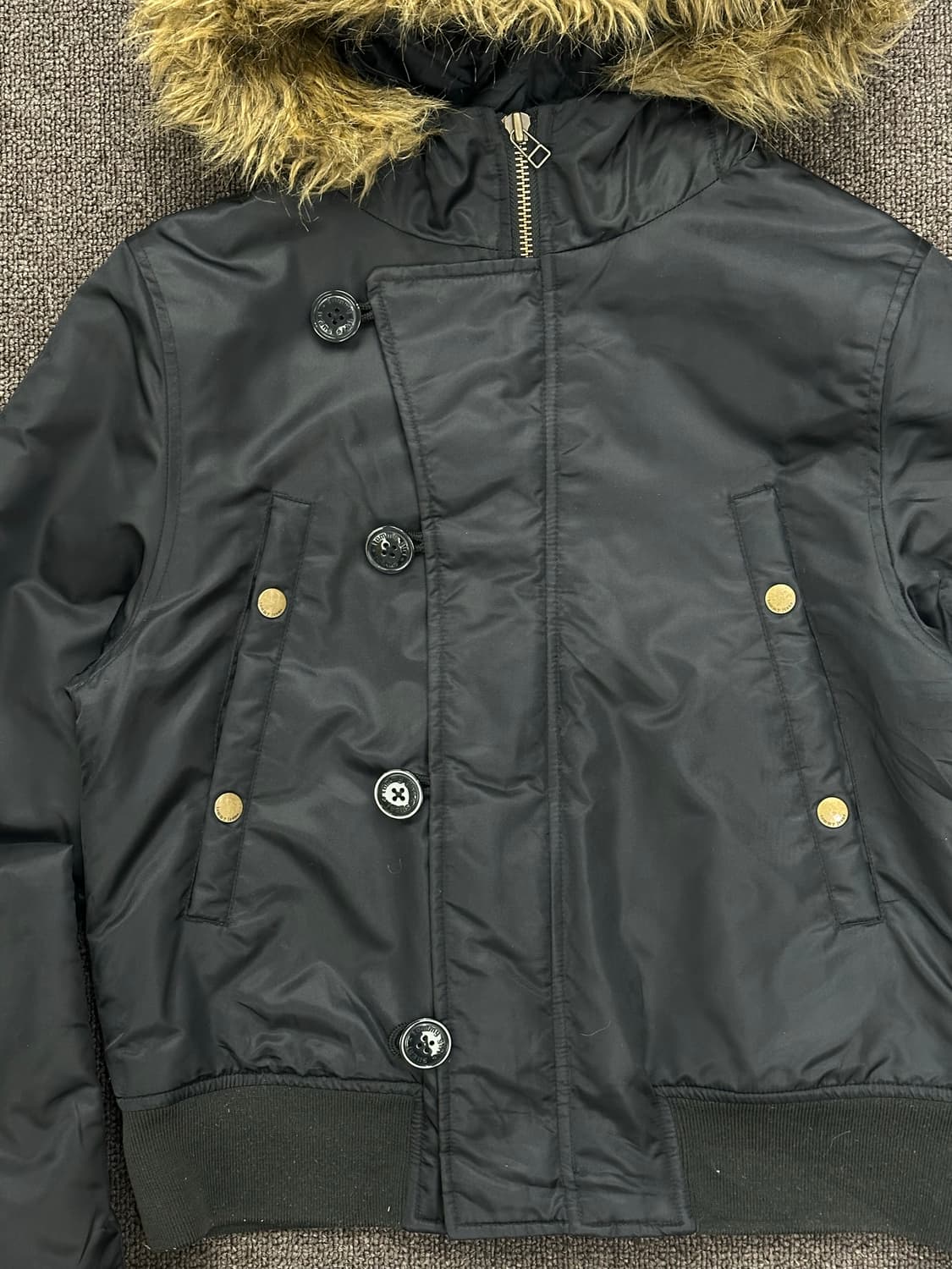 M)Tommy Girl 빈티지 블랙 퍼 후드 패딩 자켓 상품이미지3