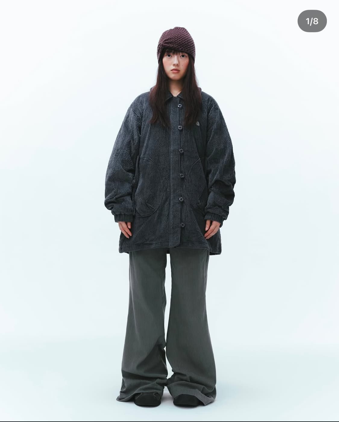 코이세이오ROUND COLLAR COZY BOMBER BLUE GREY 상품이미지1