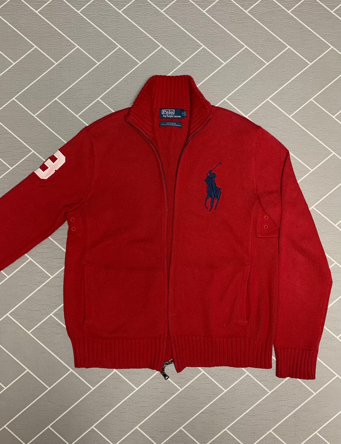 폴로 빅포니 니트집업 레드  상품이미지1