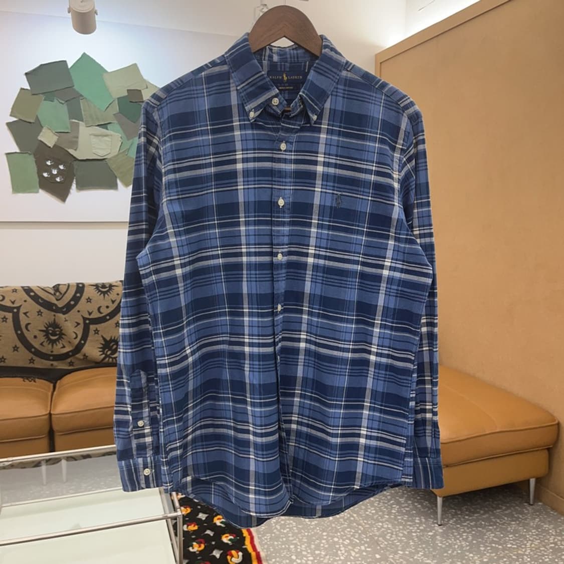 폴로 랄프로렌 인디고 옥스포드 오버핏 체크 셔츠 M C08024 상품이미지3