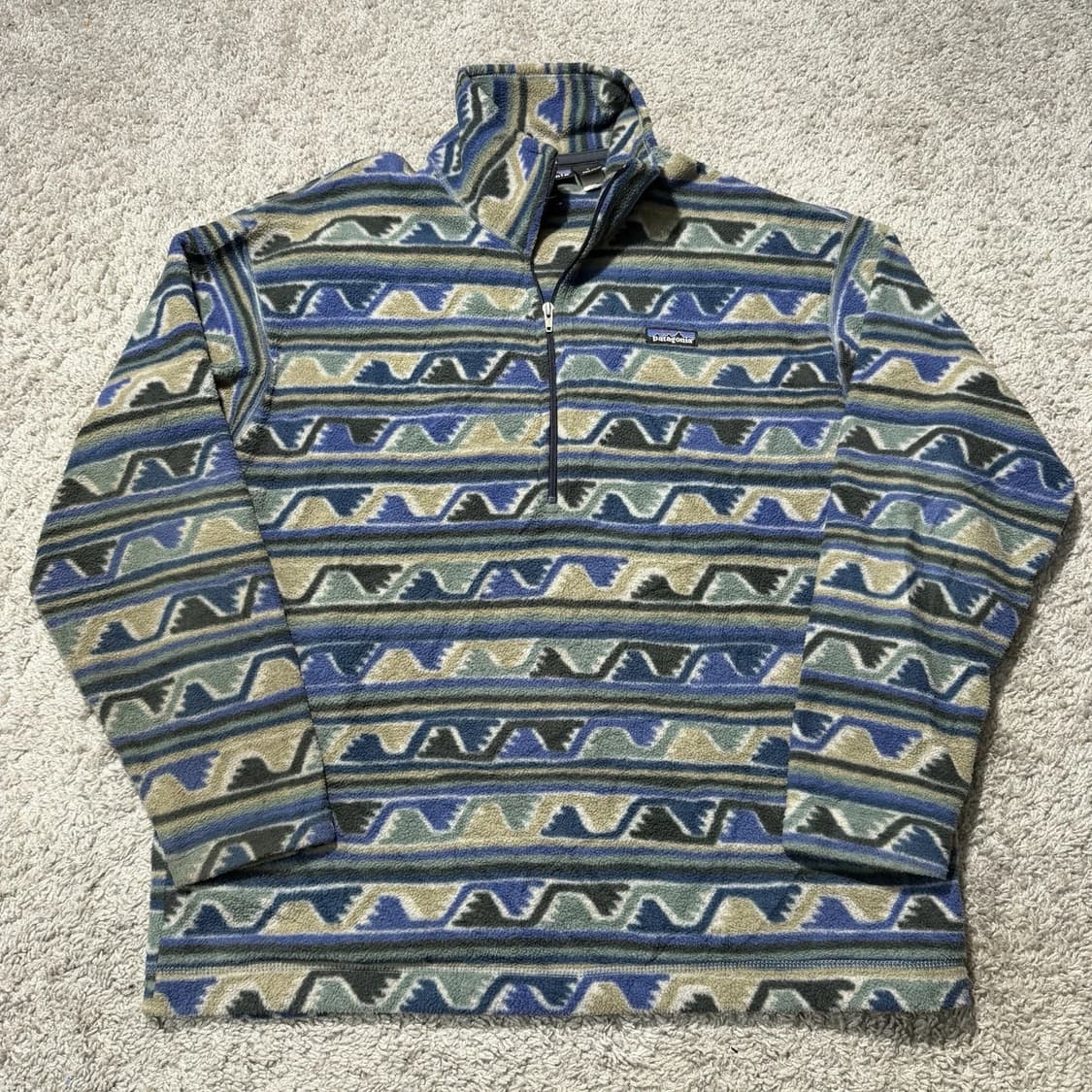 90s 파타고니아 신칠라 1/4집 아즈텍 블루/그린/베이지 USA 상품이미지1