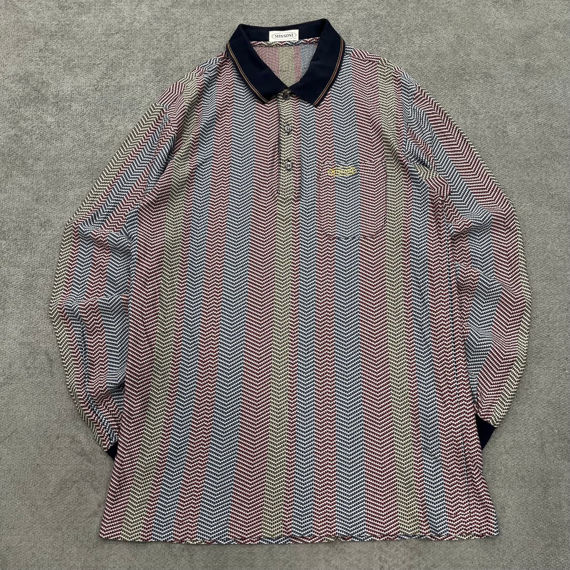 100 미쏘니 90s 멀티컬러 패턴 카라 롱슬리브 상품이미지1