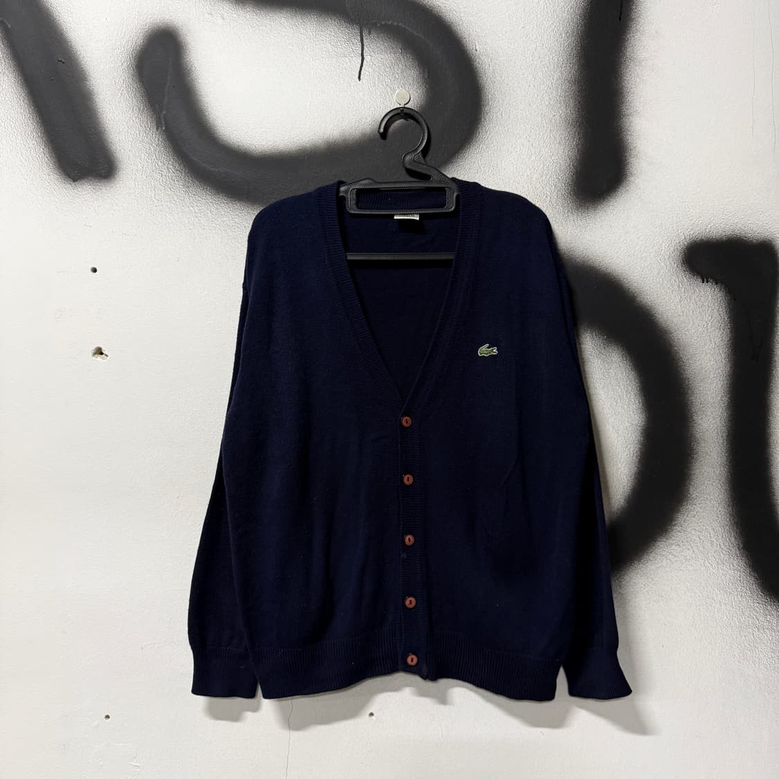 라코스테 서광 울 100% 네이비 딥브이넥 니트 가디건 상품이미지1