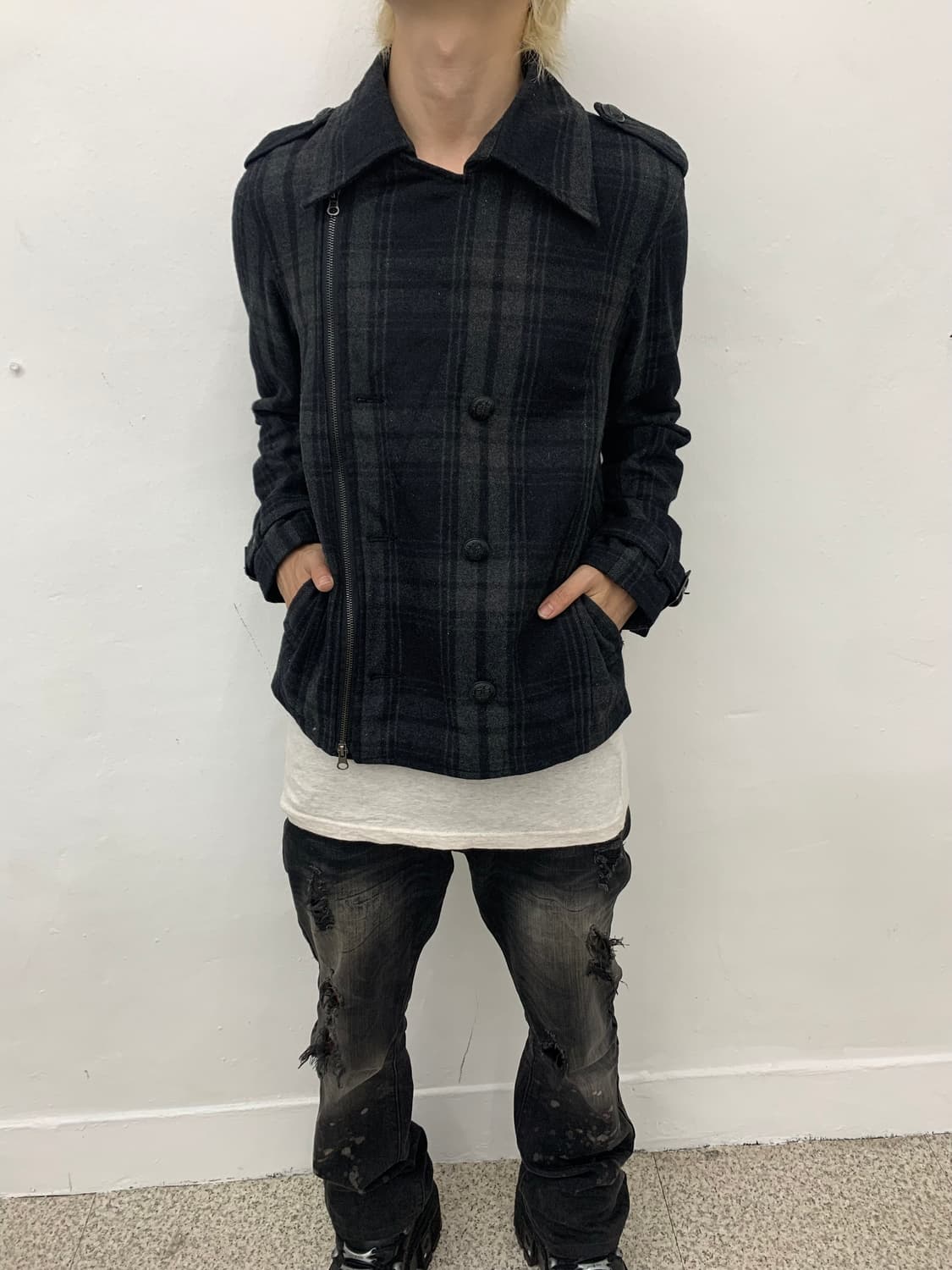 Tartan check pattern punk detail jacket  상품이미지8