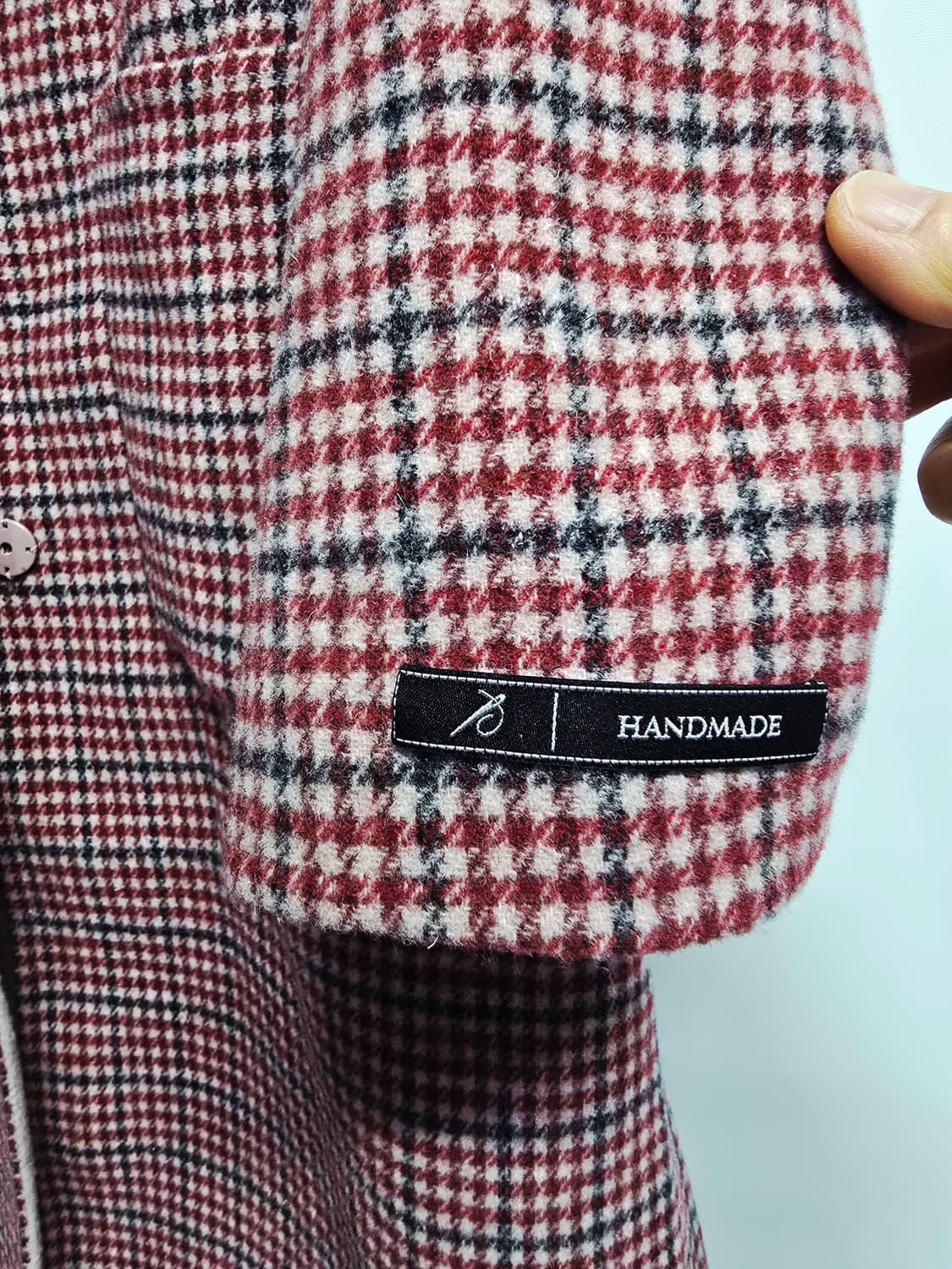 지센 핸드메이드 체크 후드 롱 코트 상품이미지3