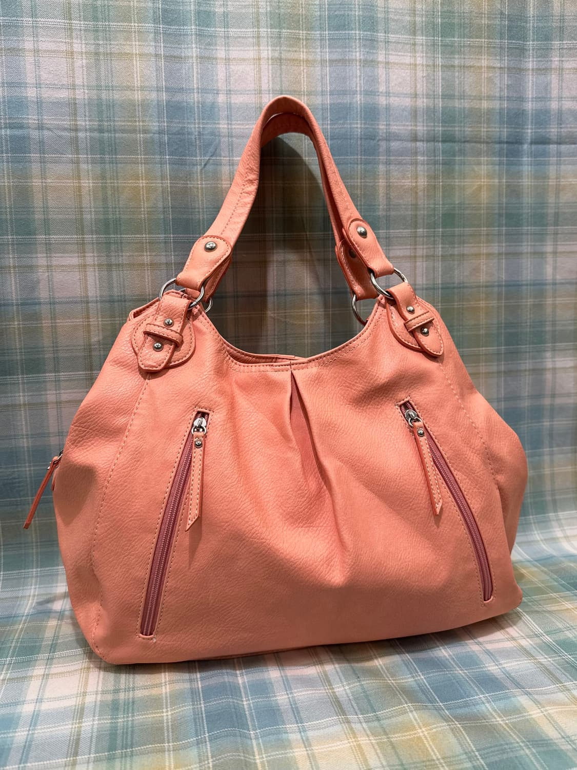 Real Leather Coral Color Handbag 상품이미지2