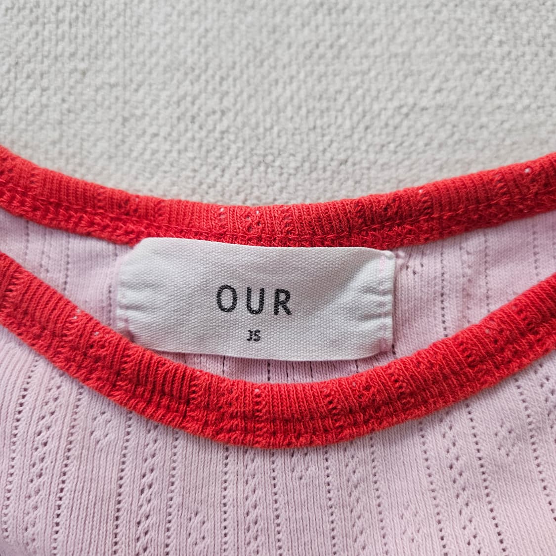 JS OUR 키즈 핑크 크롭 반팔티 0408Y 상품이미지3