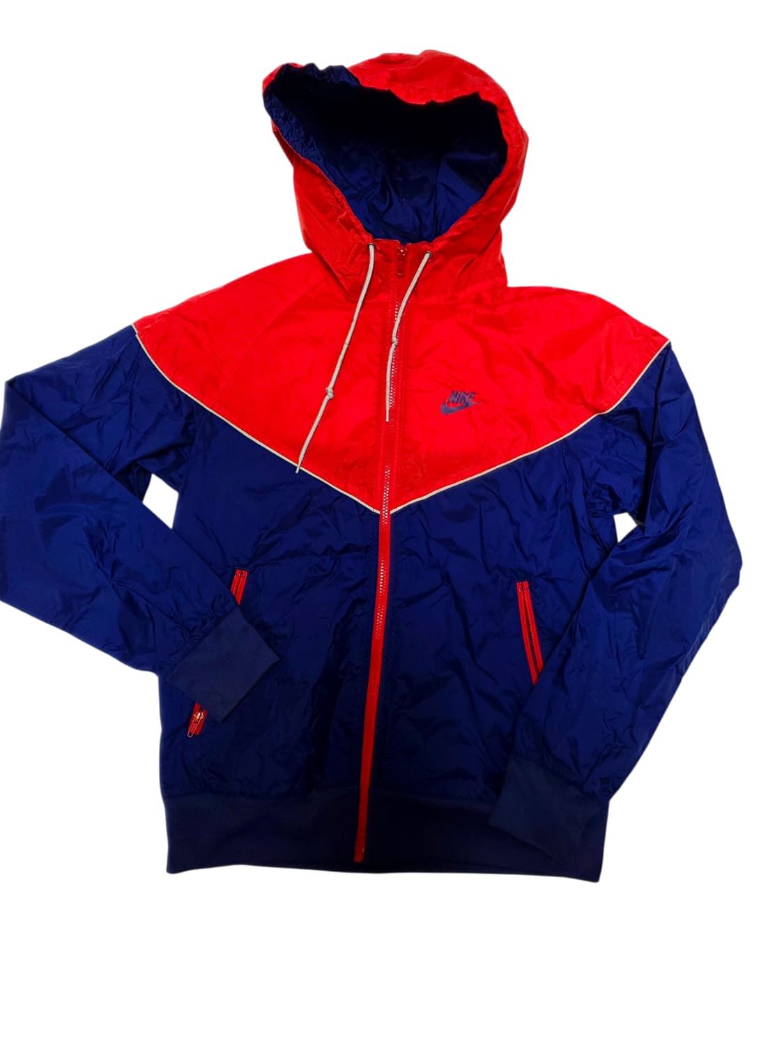 [나이키] Y2K 근본 네이비 레드 배색 윈드러너 후드 바람막이 100  상품이미지1