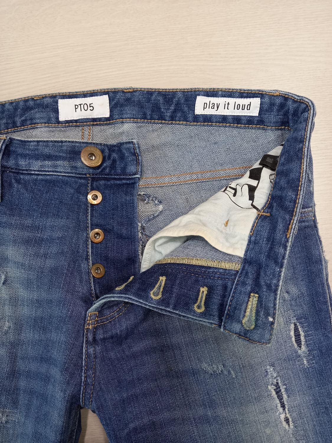 30 PT05 데미지워싱 스판 슬림일자진 30-220 상품이미지7