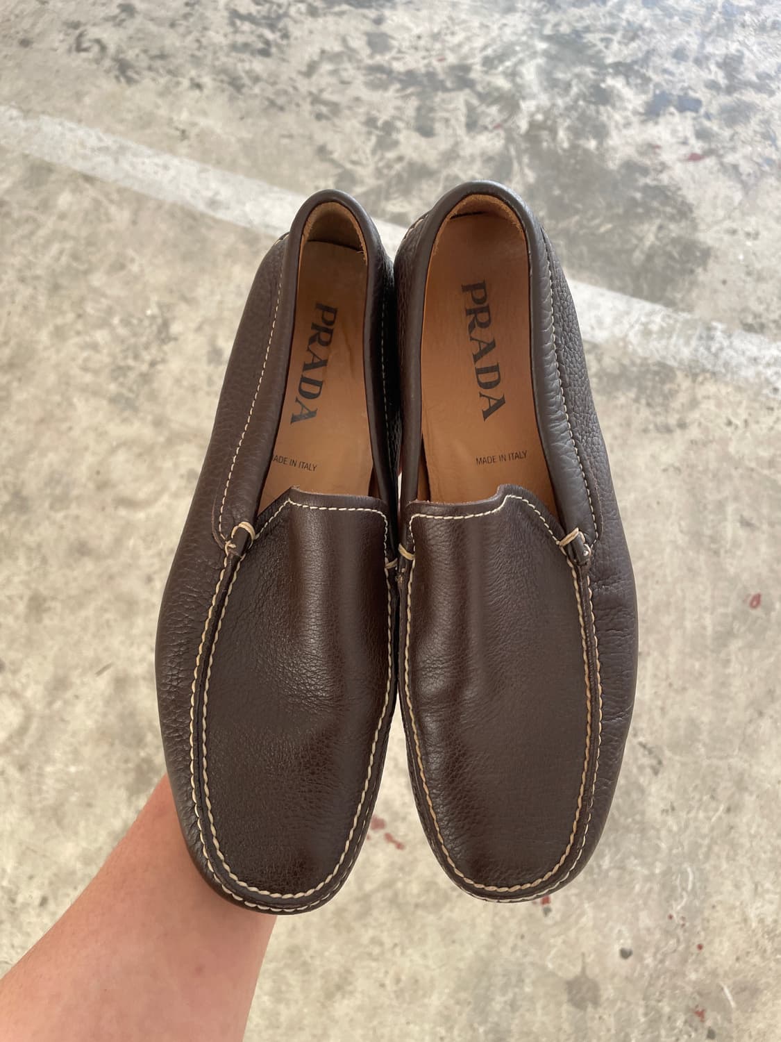 Prada Calf Skin Brown Driving Loafers 상품이미지3