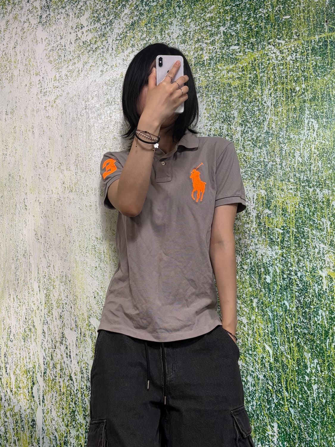 폴로 빅포니 치프키프 그레이 주황 반팔 카라 티셔츠 S 상품이미지1