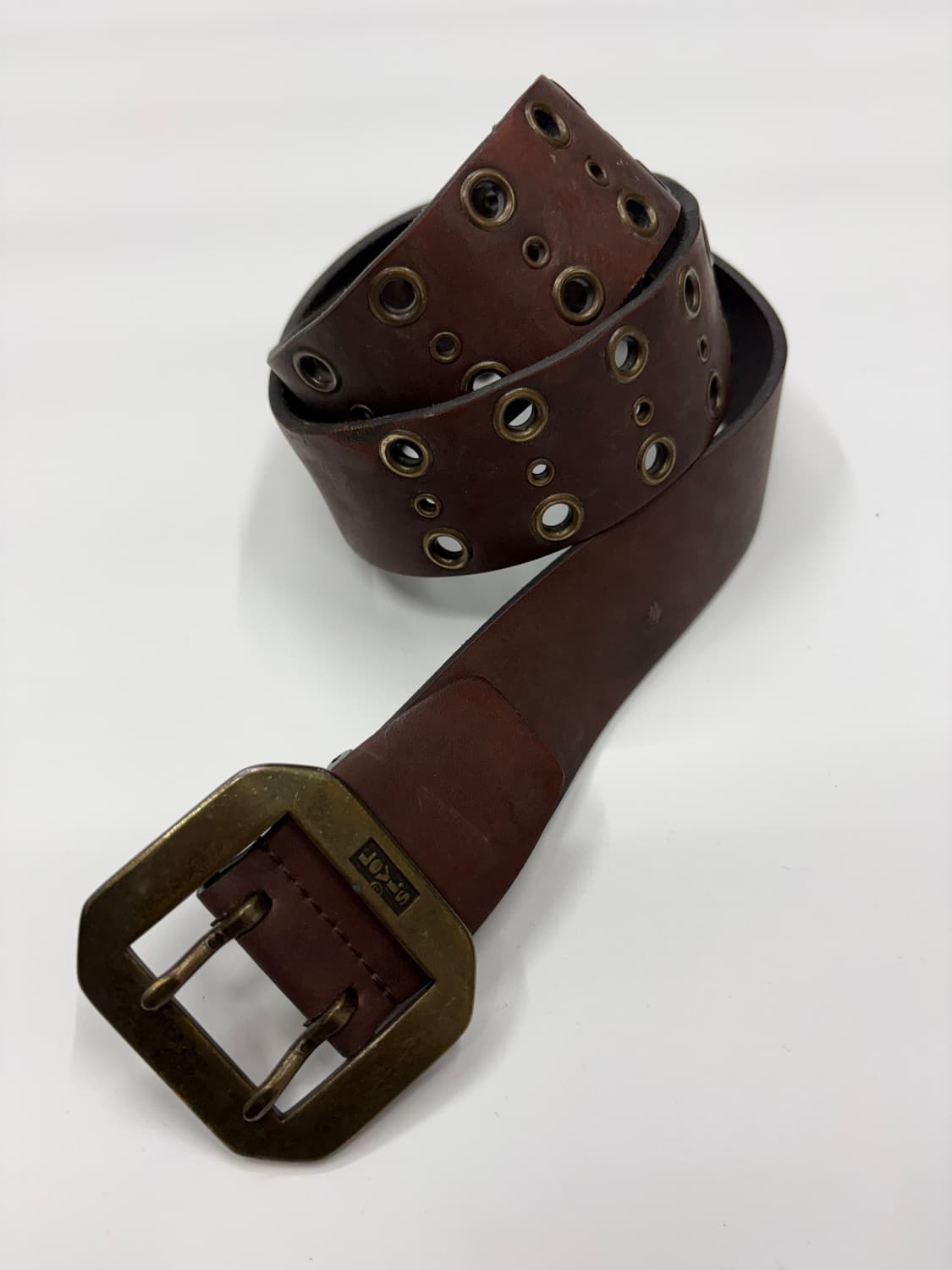 Levis 리바이스 브라운 아일렛 펀칭 레더 벨트 상품이미지1