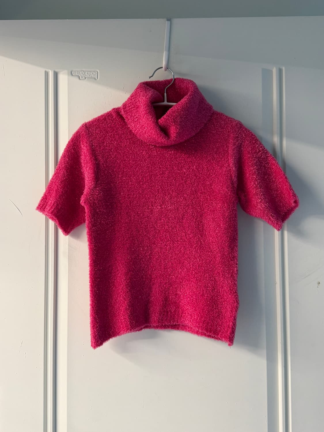 일본빈티지 핫핑크 반팔 터틀넥스웨터 상품이미지4