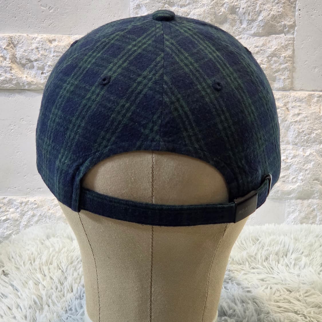 L3-9:아가타 파리 체크 패턴 울 볼캡 네이비 그린 55cm 상품이미지3