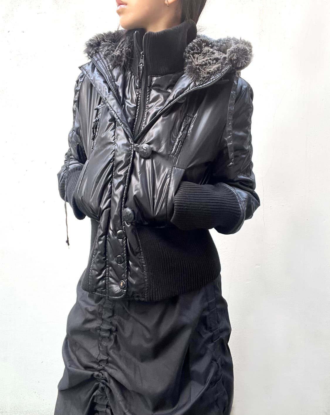 A/X 하이넥 퍼 후드 투웨이 패딩점퍼 상품이미지7