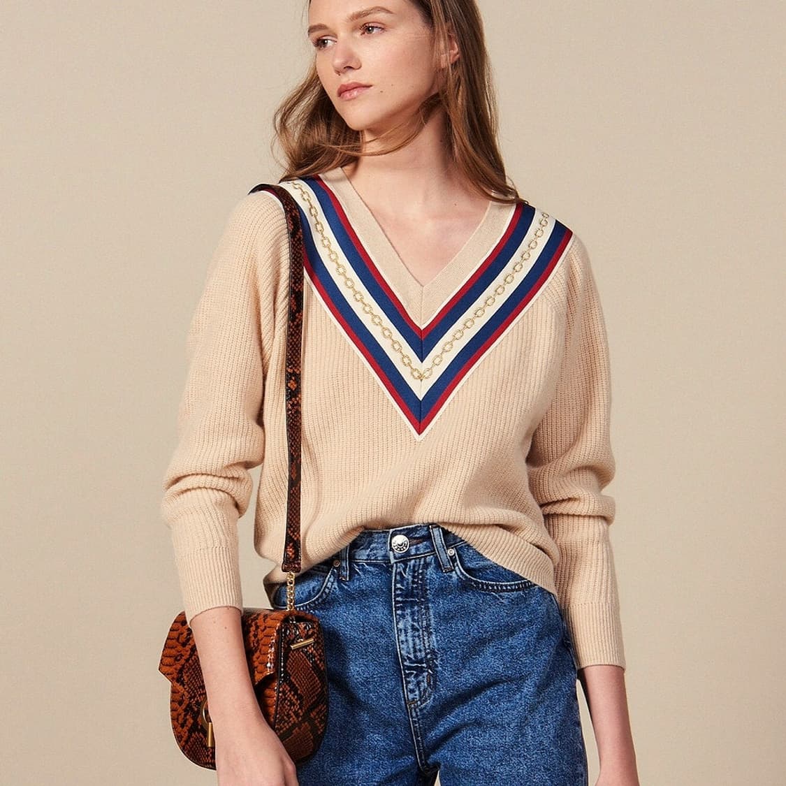 산드로 체인 포인트 울 니트 스웨터 상품이미지1