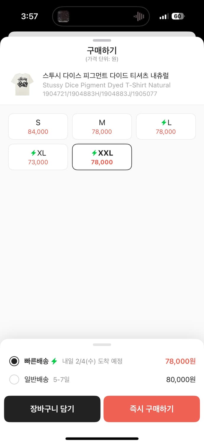 스투시 다이스 피그먼트 다이드 반팔 티셔츠 상품이미지3