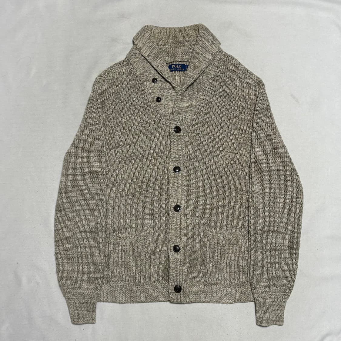 L 폴로 랄프로렌 오트밀 숄카라 코튼 가디건 상품이미지2