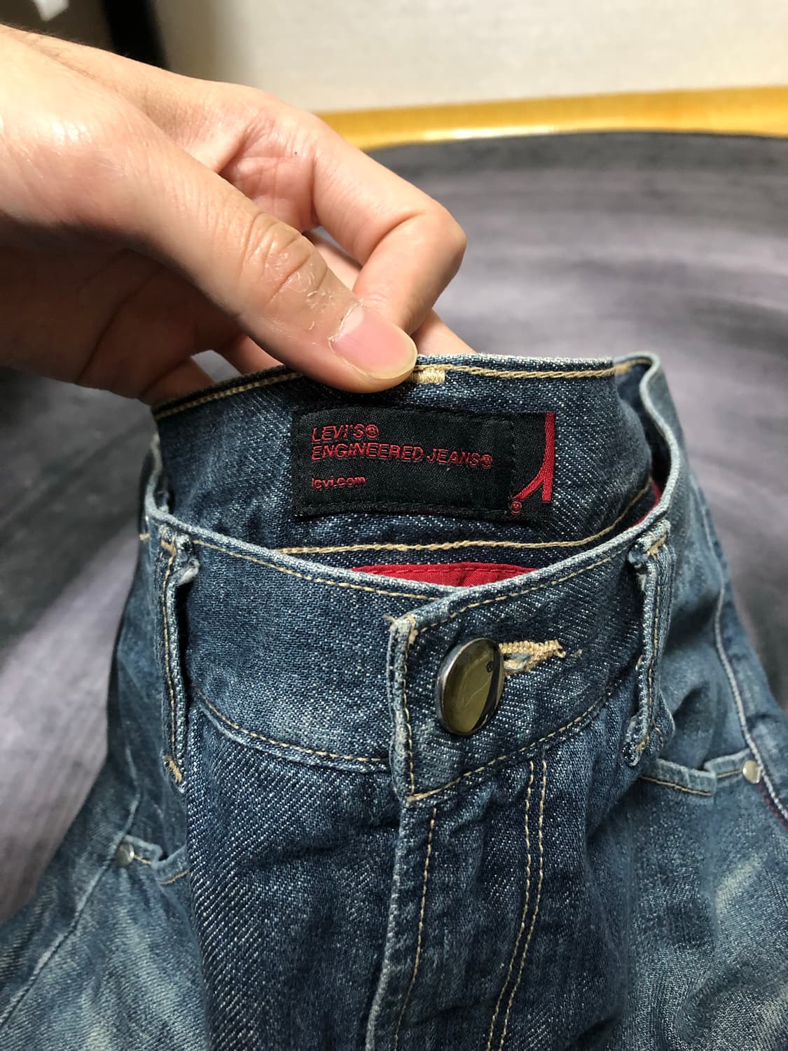 Slanted Hem Washing Denim Pants 상품이미지5