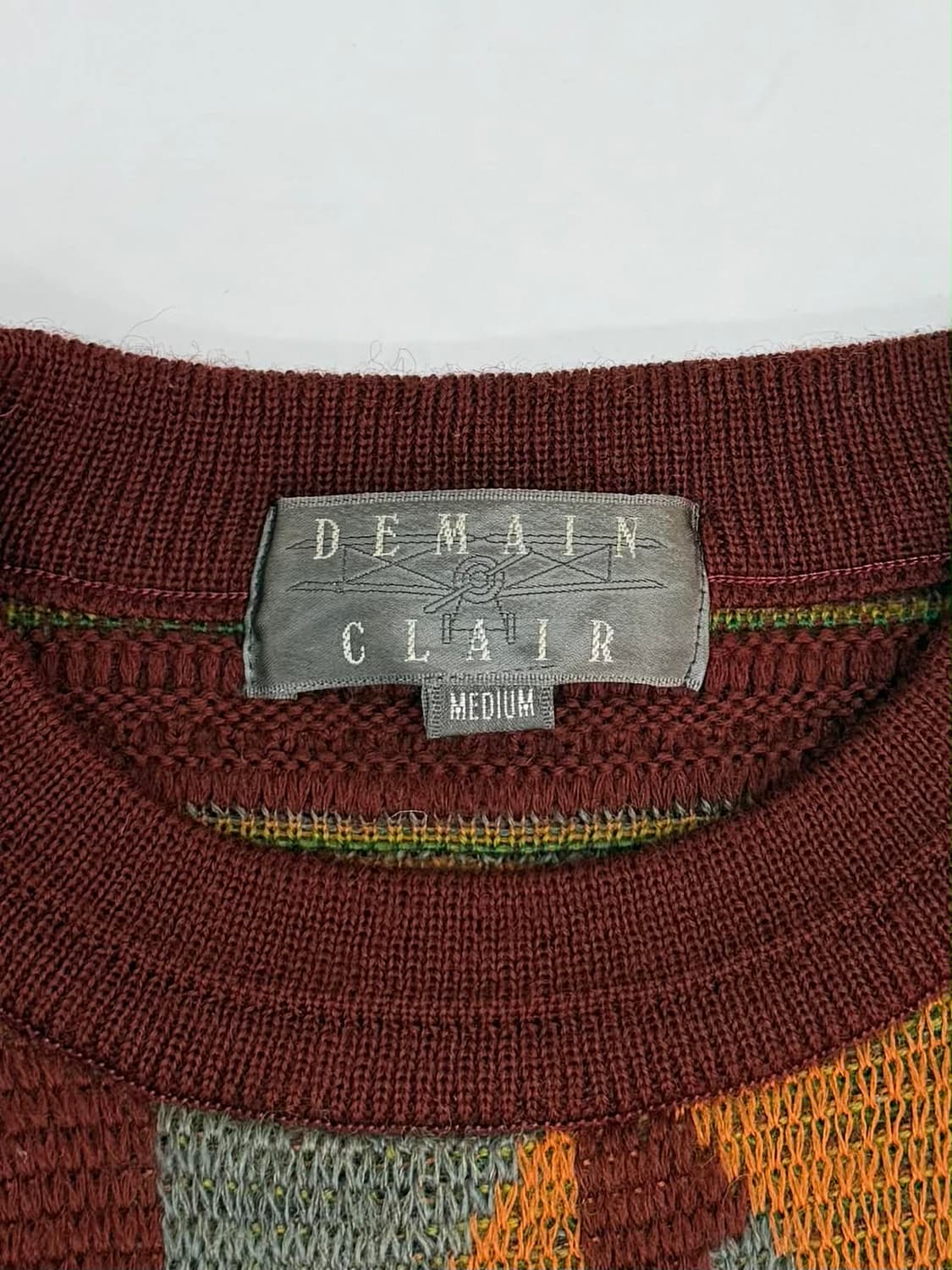 [M] Japanese vintage 90s 울 자카드 크루넥 니트 스웨 상품이미지4