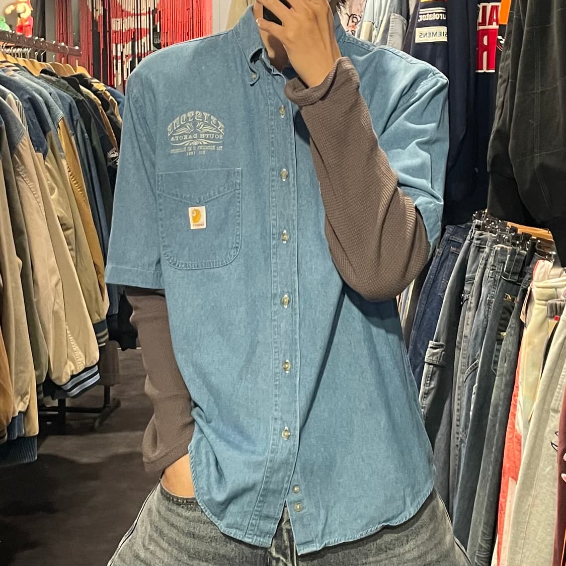 [IM] carhartt 칼하트 데님 반팔셔츠 상품이미지1