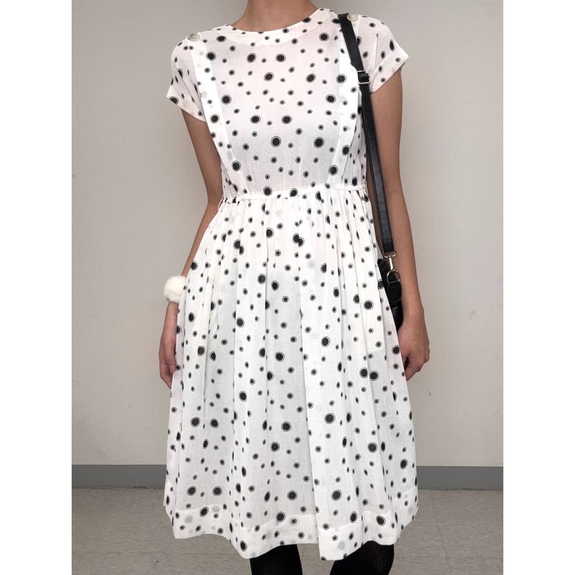 빈티지 도트 반소매 원피스 상품이미지1