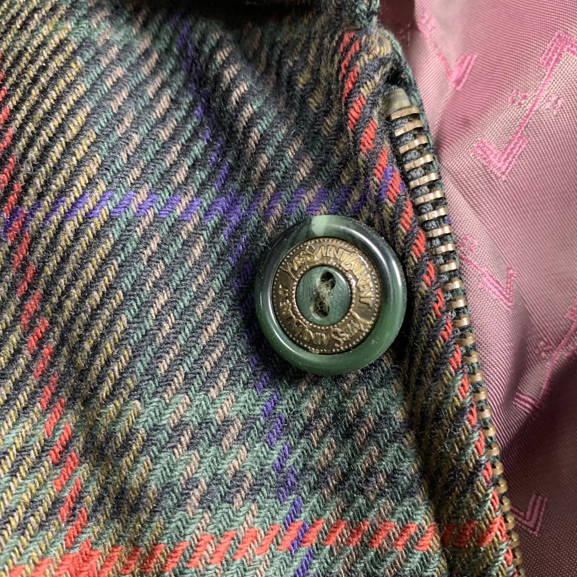 입생로랑 YSL 체크패턴 울 블루종 자켓  상품이미지4