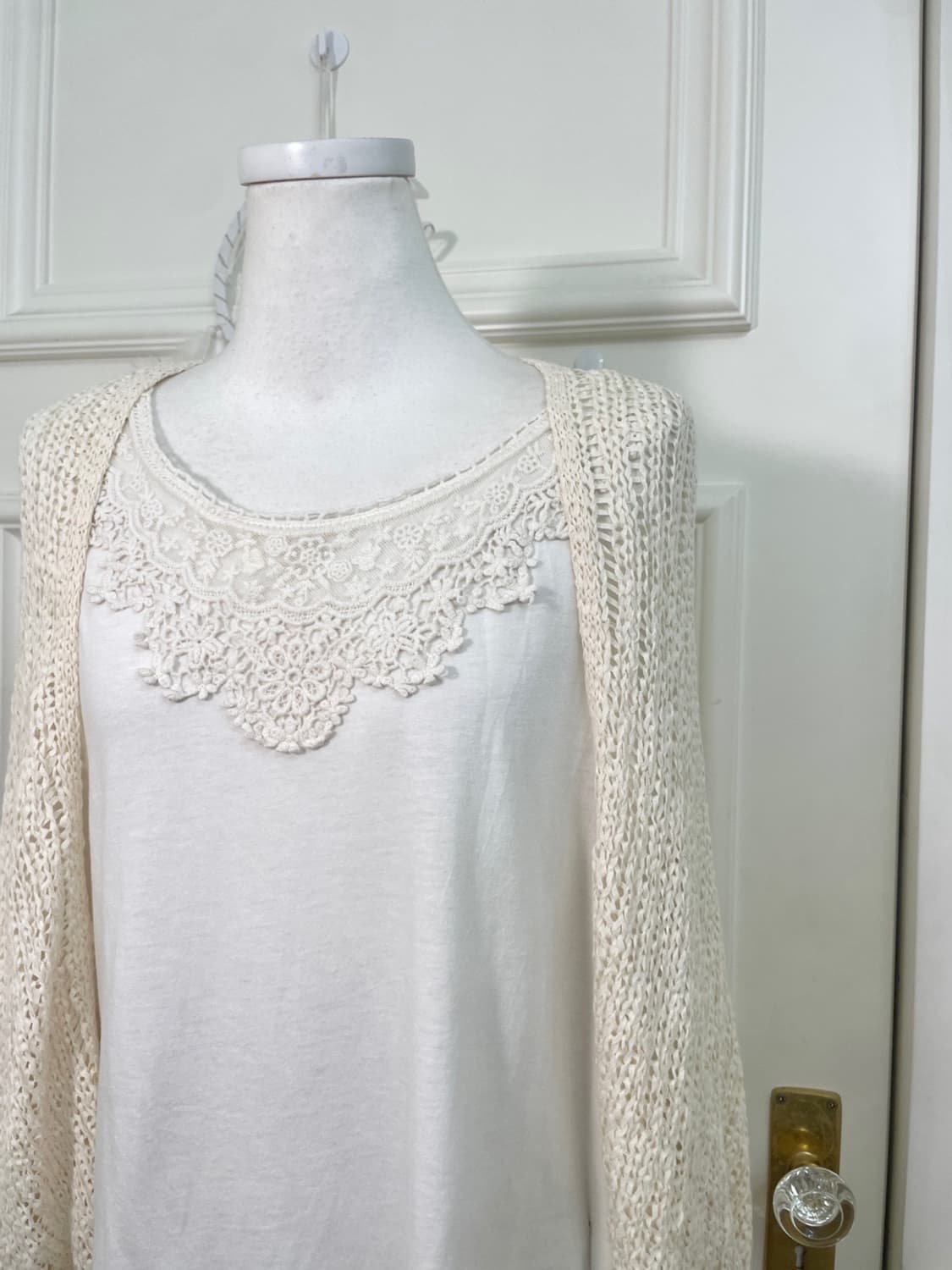 ivory crochet open cardigan&EARTH white 상품이미지4