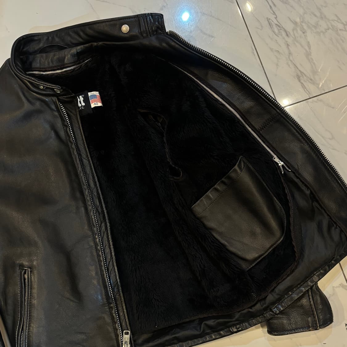 Schott 싱글라이더 레더 자켓 40 내피탈부착 상품이미지3