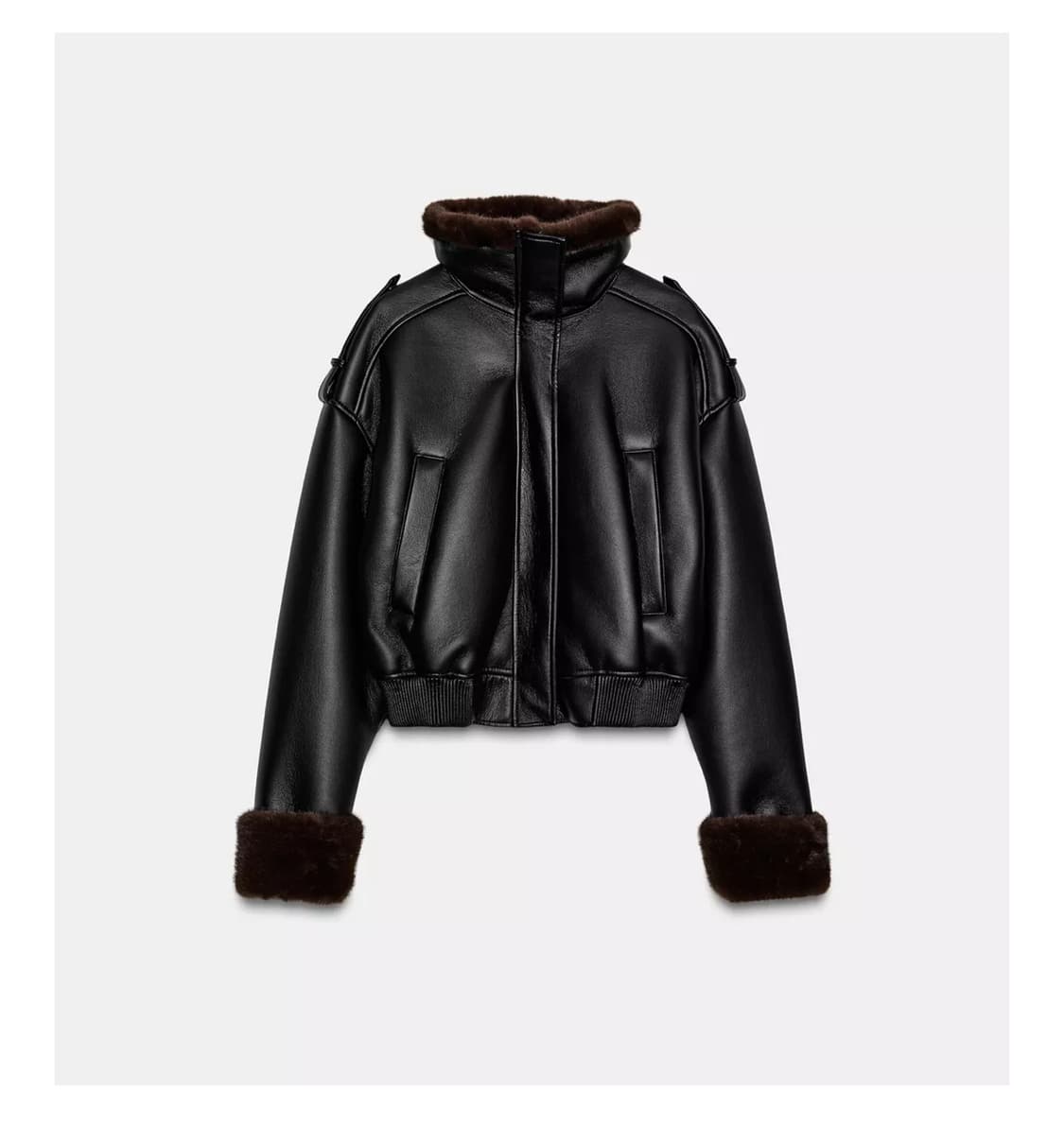 zara fur leather bomber jacket 상품이미지1