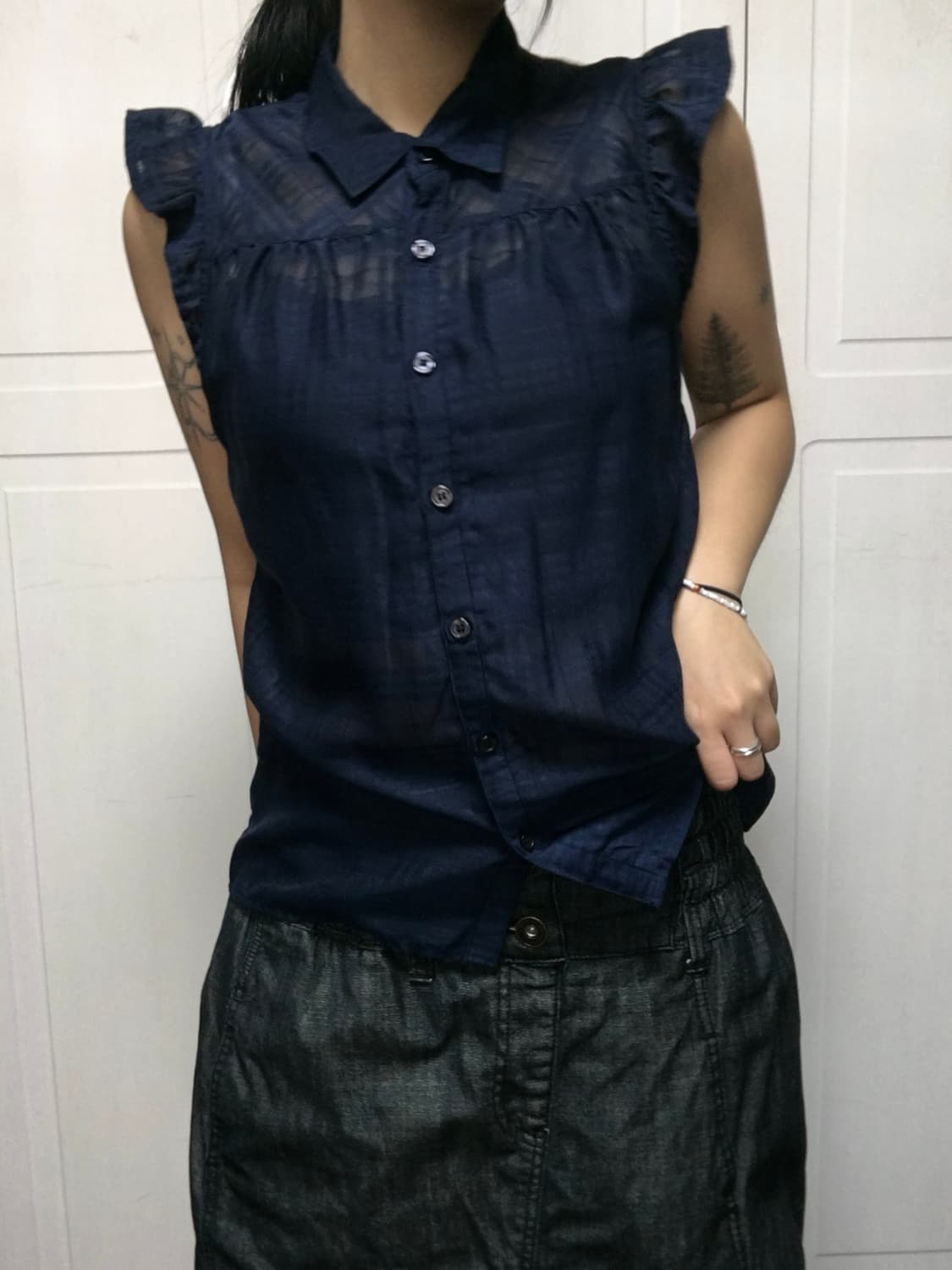 check frill blouse 상품이미지4