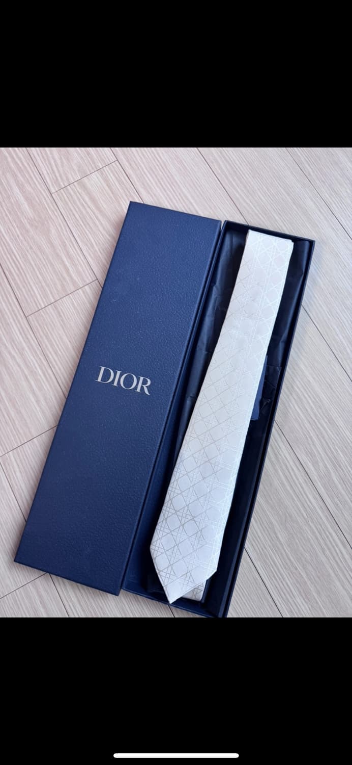 DIOR 디올 화이트 실크 까나쥬 넥타이 상품이미지1