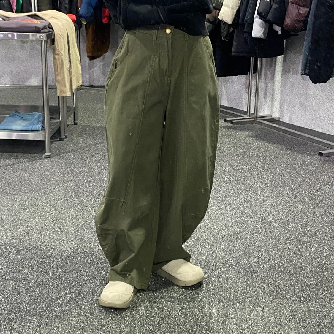 빈티지 딥카키 와이드 벌룬팬츠 B3068 상품이미지1