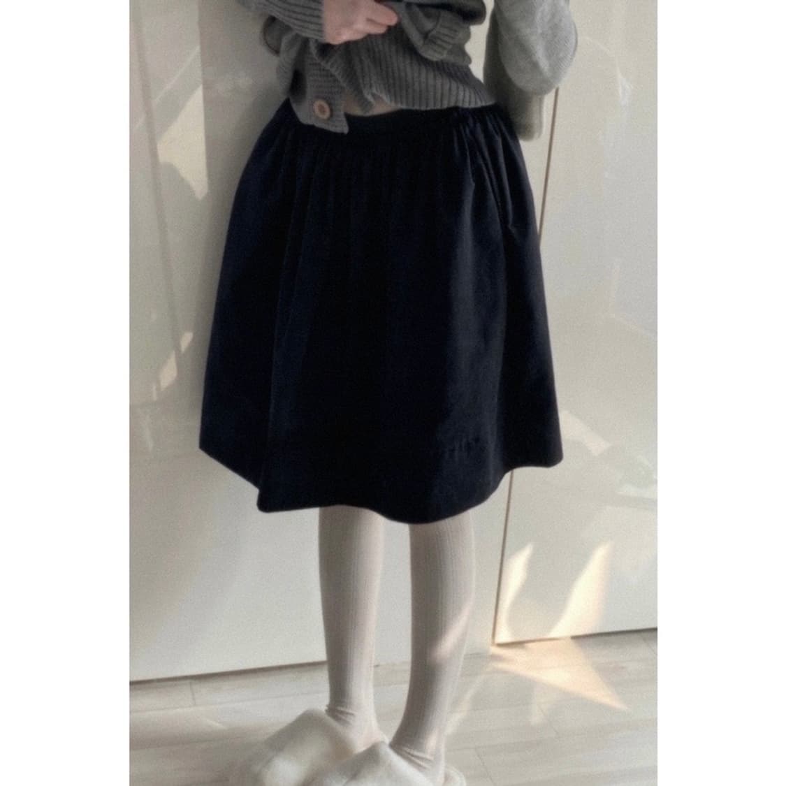 빈티지 블랙 미디 코튼 스커트 상품이미지5