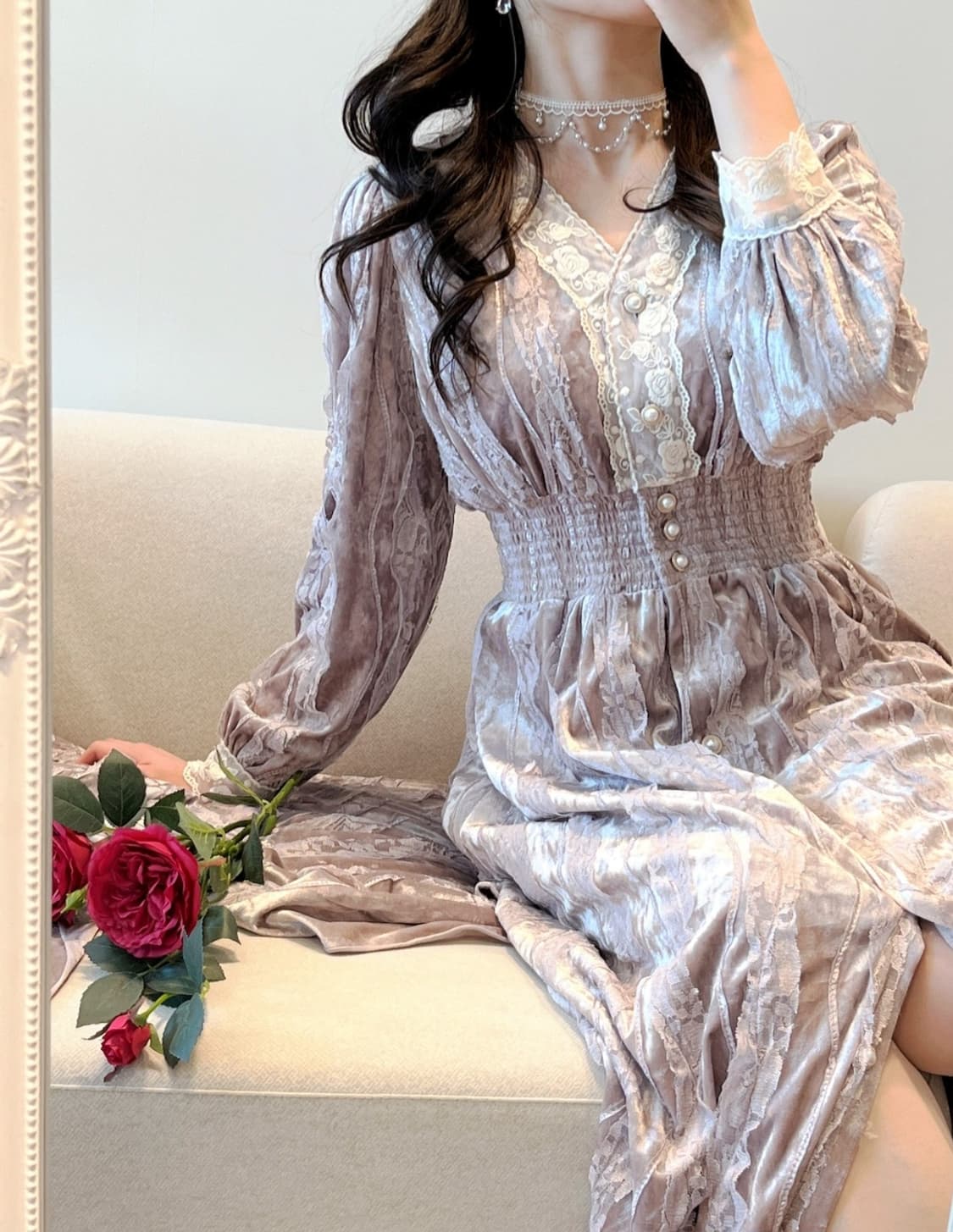 레트로문 데뷔탕트 벨벳롱원피스 상품이미지1