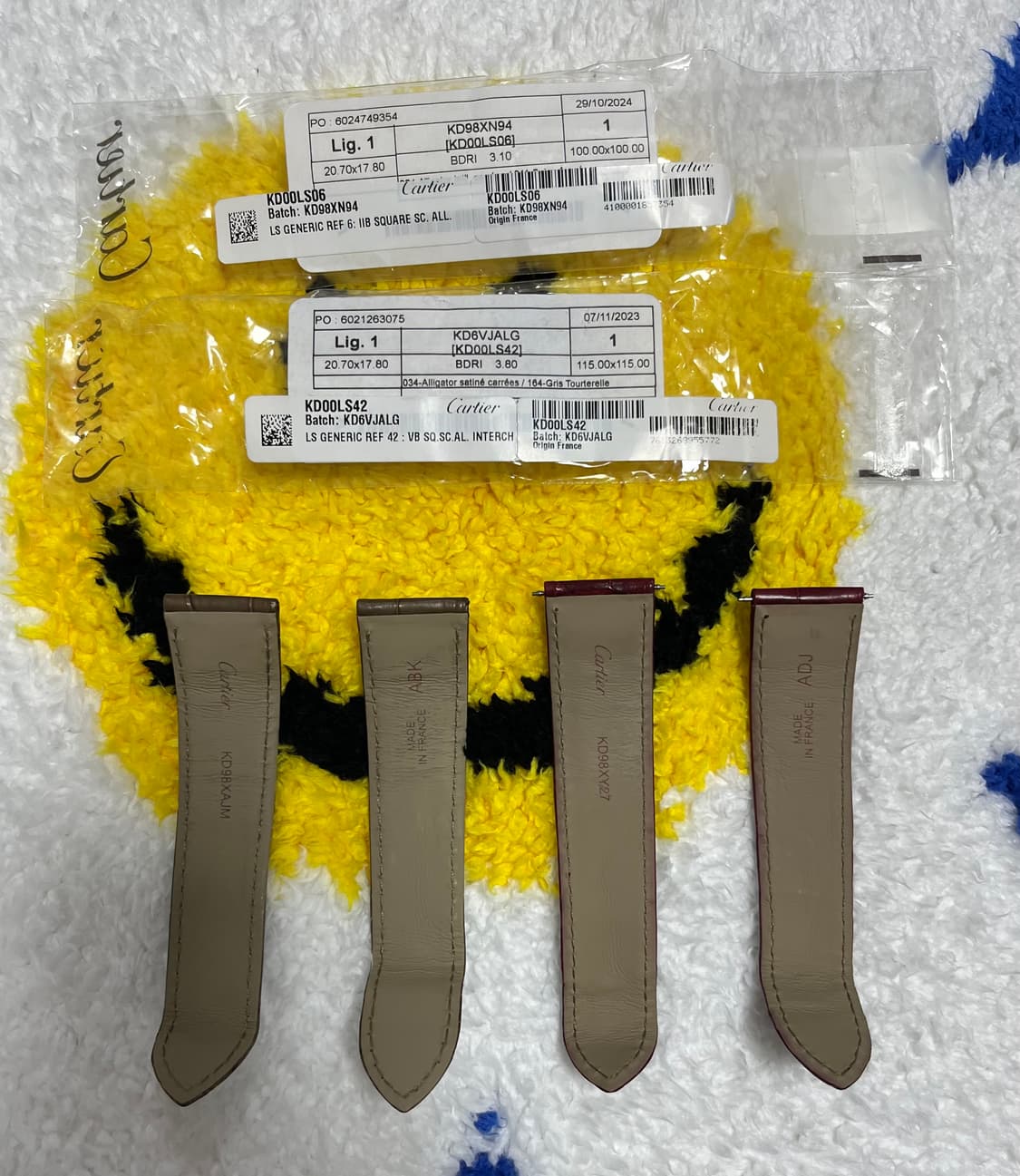 정품) 까르띠에 탱크 L사이즈 악어가죽 20mm (디버클용) 버건디 상품이미지3