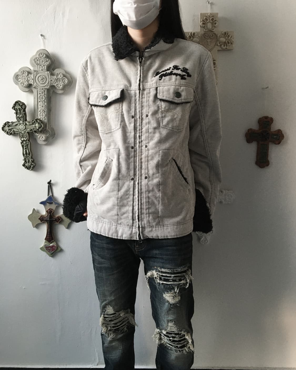 In the attic fake fur collar corduroy ja 상품이미지7