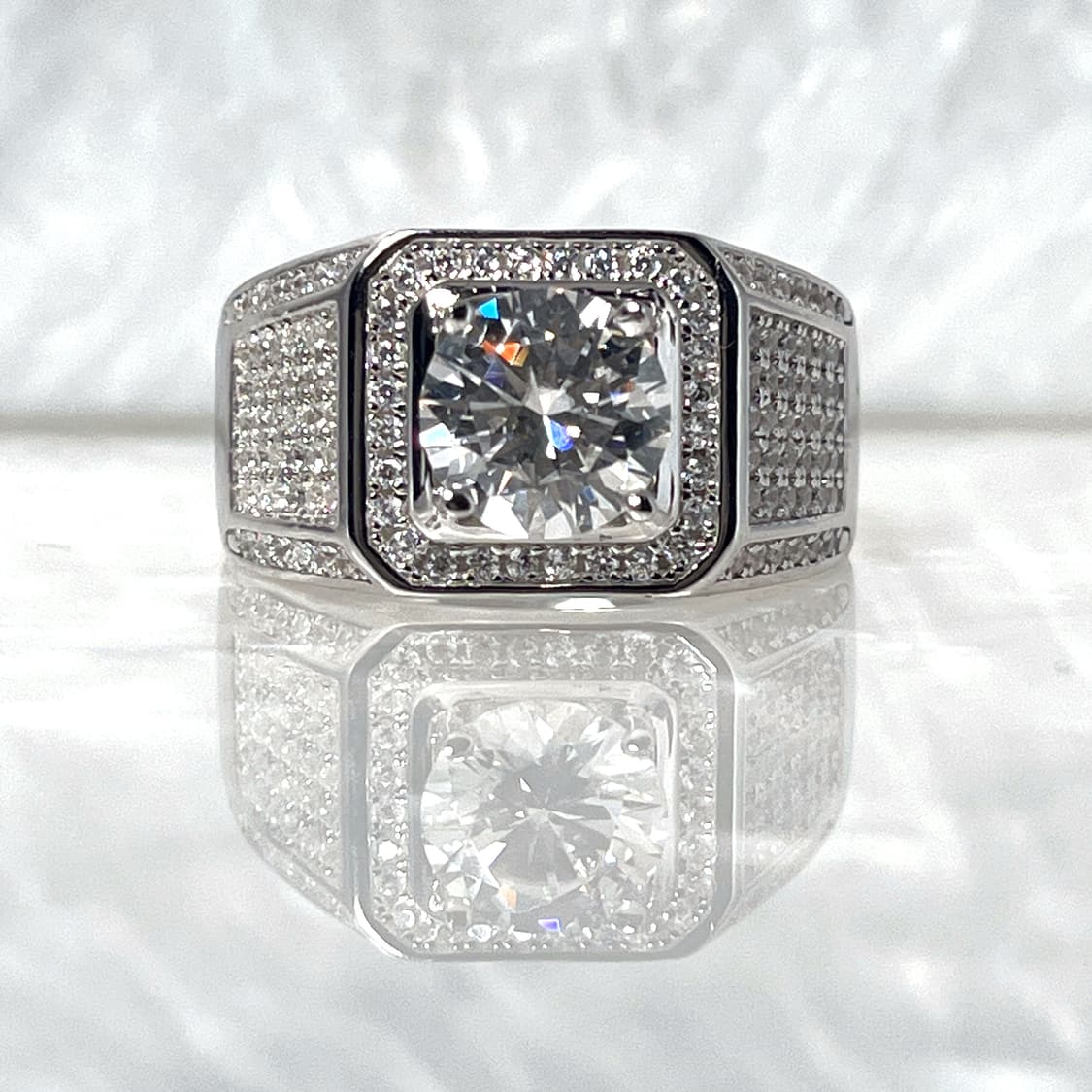 *새상품* 모이사나이트 남성용 파베 은반지 상품이미지1