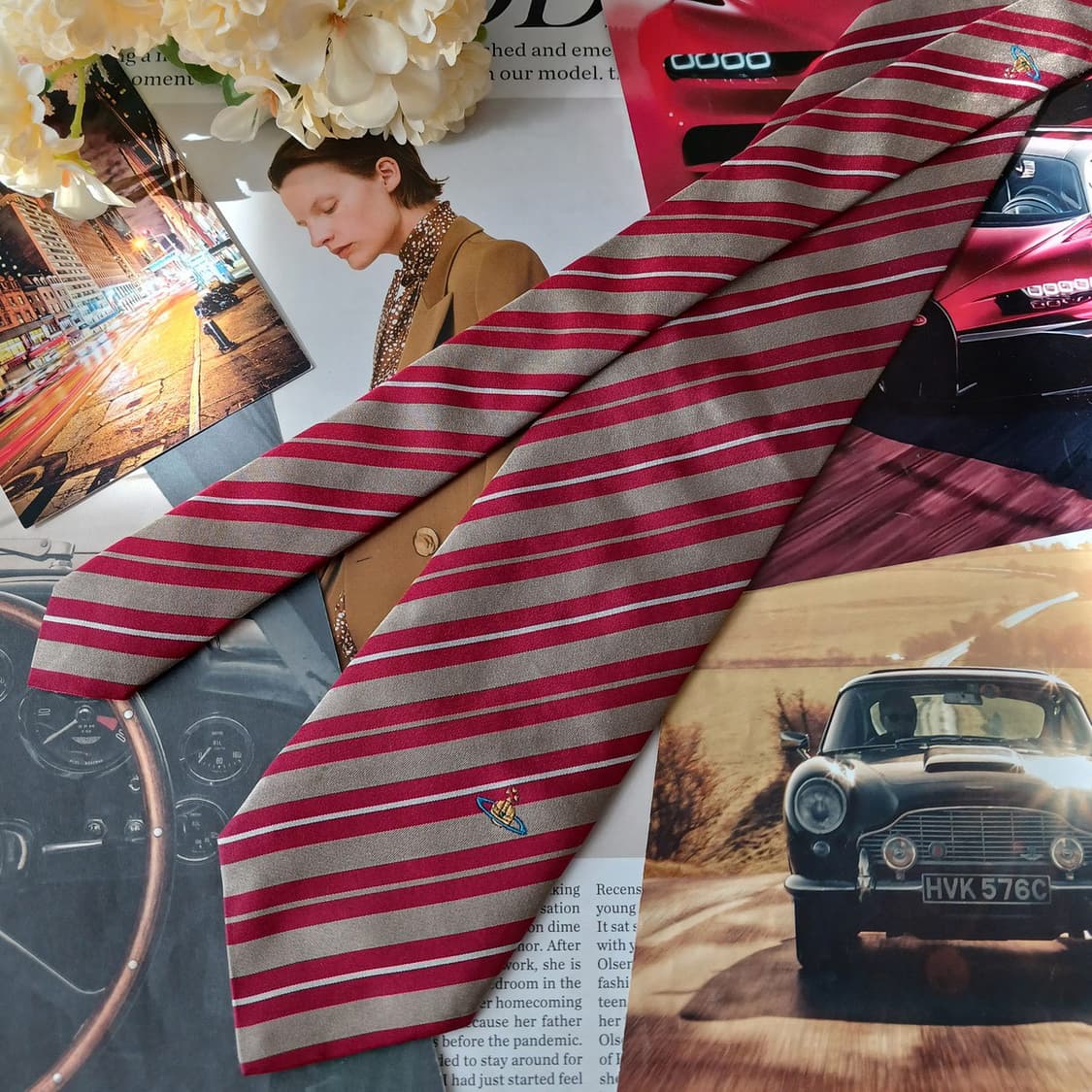 비비안웨스트우드 실크 스트라이프 넥타이 8.8cm A등급 A19478
 상품이미지4