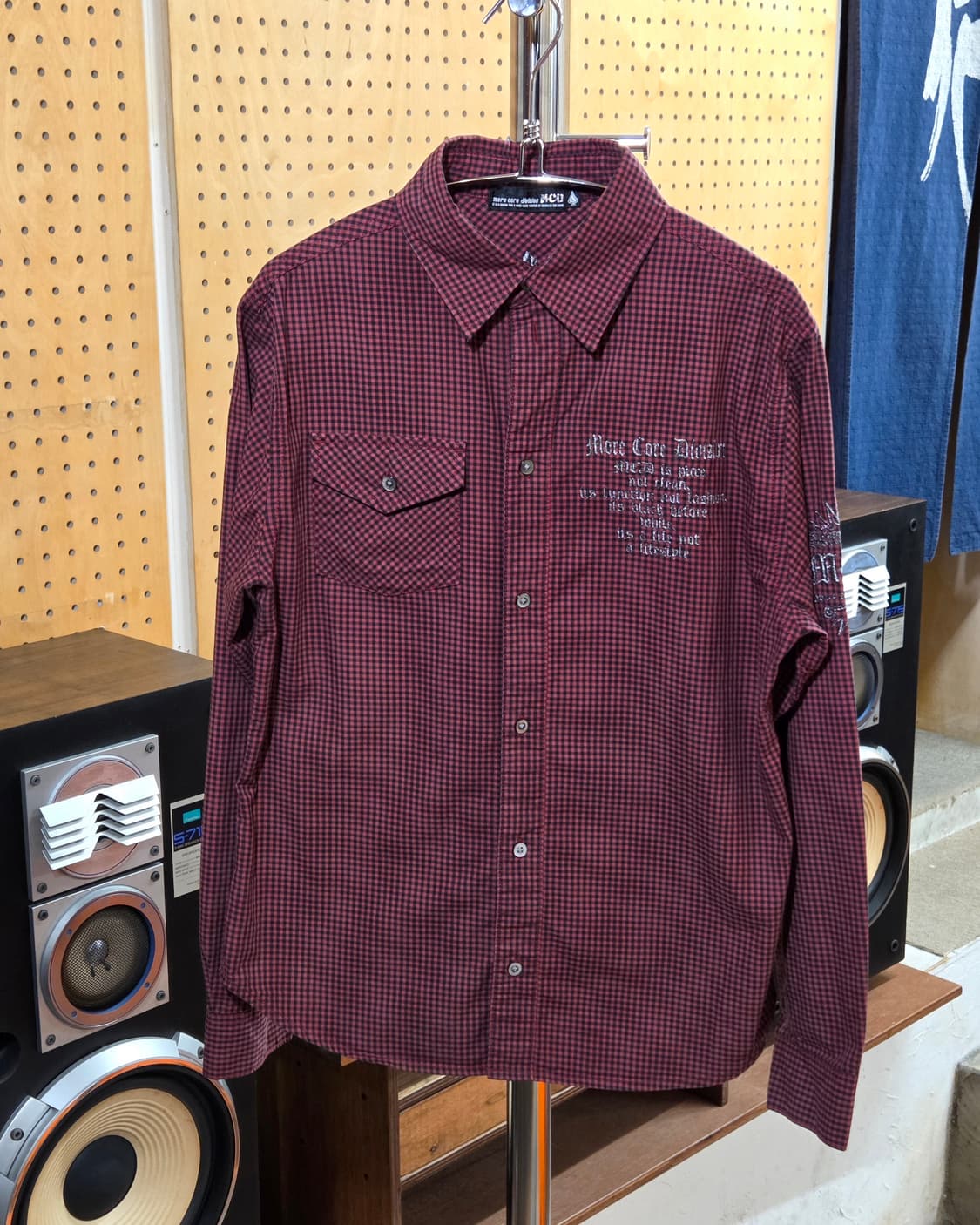 JPN MCD 깅엄 체크 펑크 자수 셔츠 상품이미지4