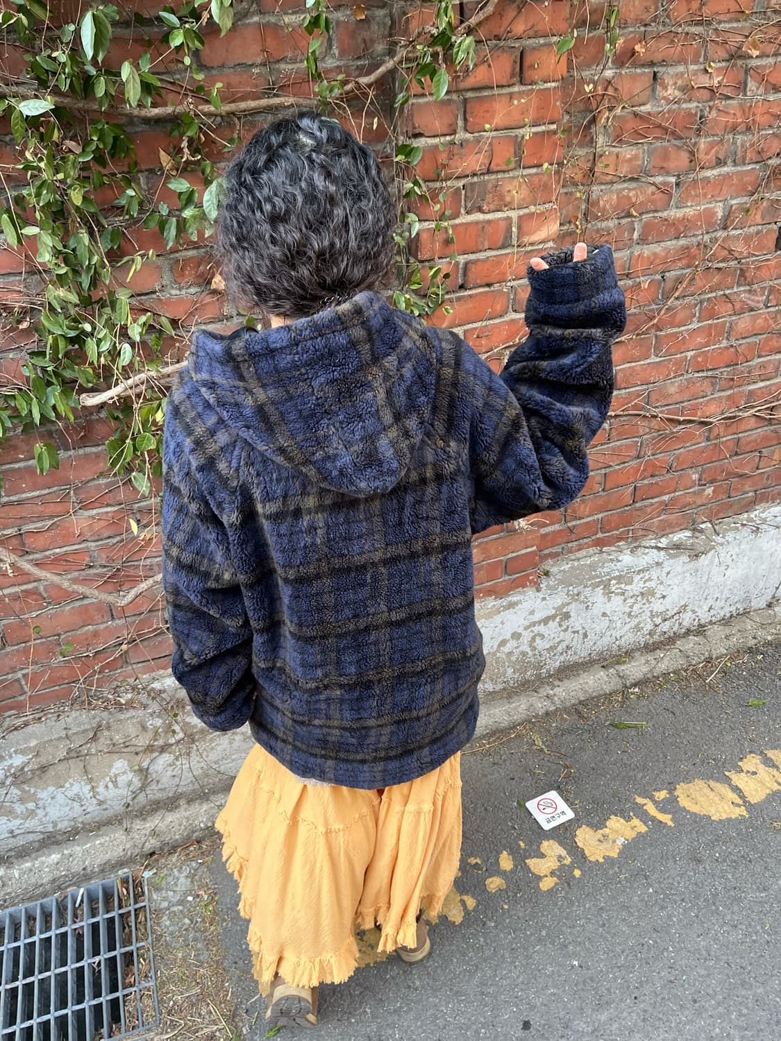 Piko 블루 체크 오버핏 플리스 집업 아우터 상품이미지8