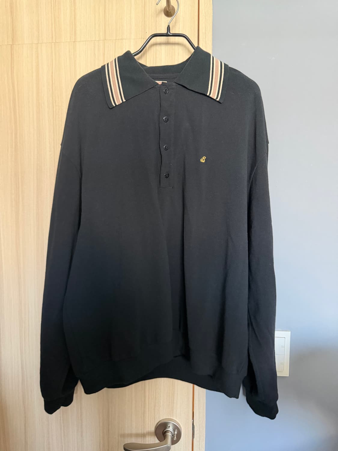 [4] 캐피탈 랭글 카라 레트로 폴로 블랙 상품이미지3