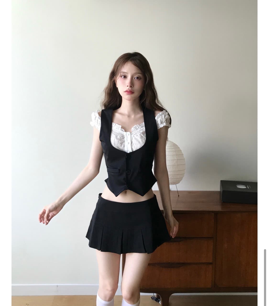 클라우드이모션 턴 플리츠 로우 미니 스커트 상품이미지1