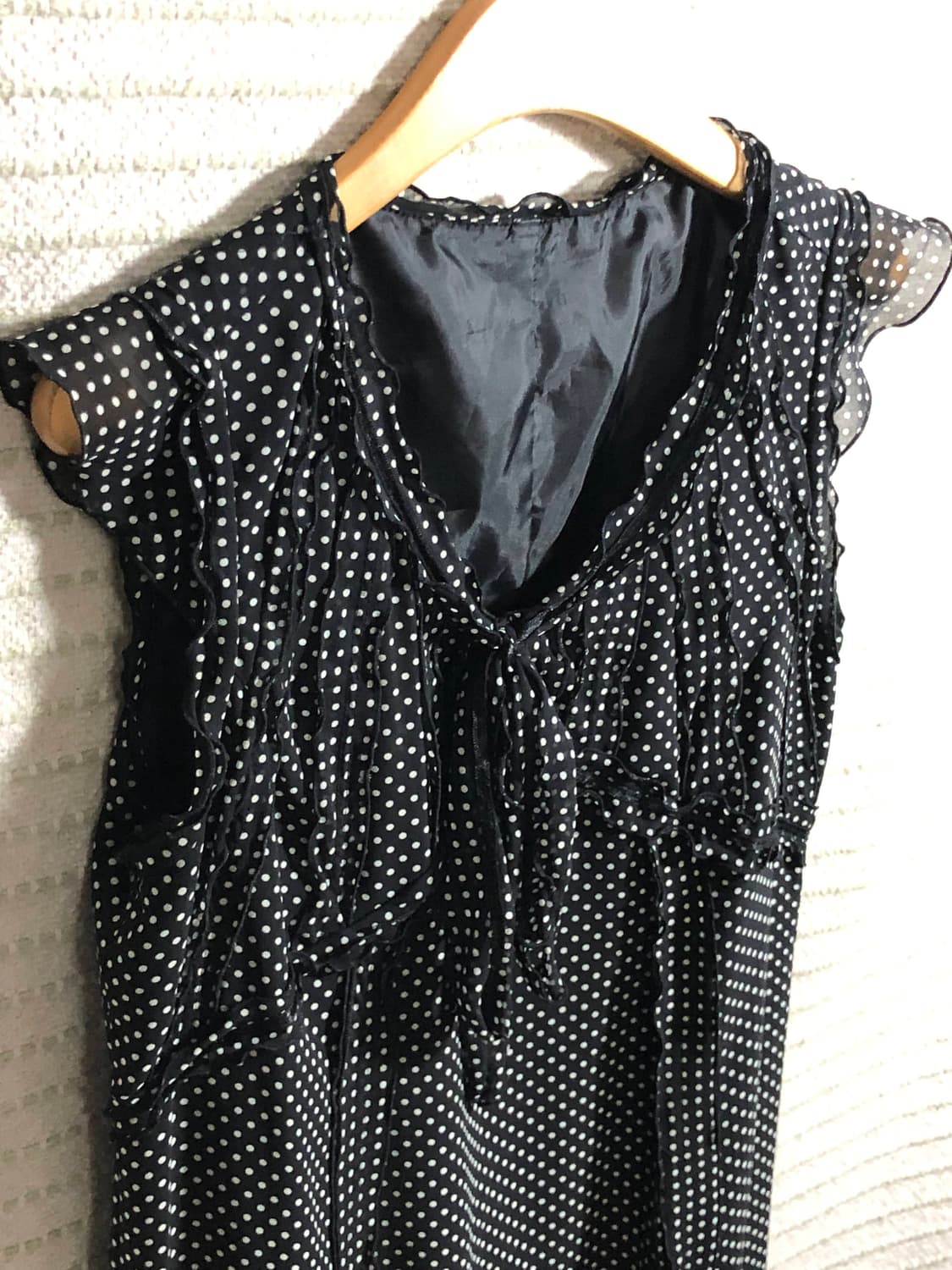 일본 빈티지 블랙 땡땡이 도트 패턴 모리걸 롱 원피스 상품이미지3