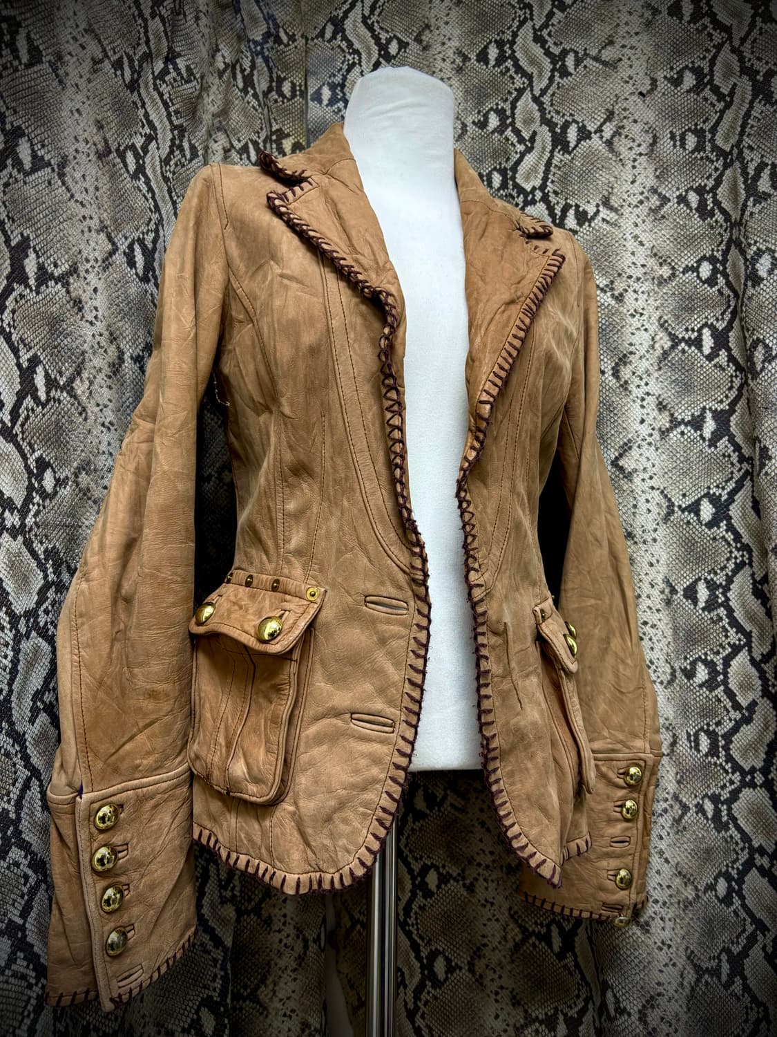 00’s Pinterest Western Cow Leather Gold  상품이미지2